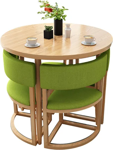 Miniatura 16 de Mesa de cocina y sillas para 4, juego de mesa redonda de comedor para 4, negociación de conferencias pequeñas, 1 mesa y 4 sillas, mesas de café