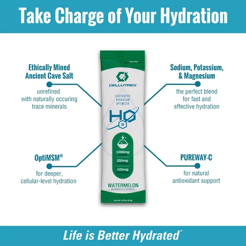 Miniatura 4 de Cellutrex® H2O Electrolytes - Mezcla de bebida en polvo de electrolitos, cero azúcar, paquetes de hidratación de sal natural para recuperación