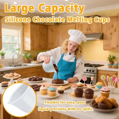 Miniatura 2 de Palksky Tazas de silicona para derretir chocolate, juego de 2 piezas para derretir chocolate (600ml y 1000ml), olla de chocolate para sumergir