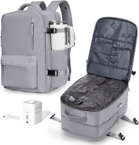 Miniatura 15 de VGCUB Mochila grande de viaje para trabajo, negocios, mochila para computadora portátil aprobada para vuelo, para mujeres y hombres, mochila