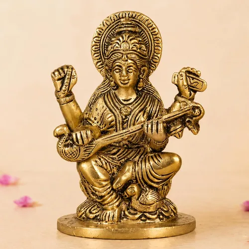 Miniatura 11 de LOVENSPIRE Estatua de diosa Lakshmi de latón macizo para Pooja (3.5 pulgadas) – Ídolo de la deidad espiritual india para decoración de mandir
