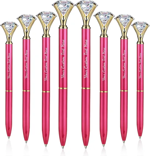 Miniatura 17 de Personalizado 20 Piezas Big Diamond Pen Rhinestones Crystal Metal Bolígrafo Promocional Tinta Negra