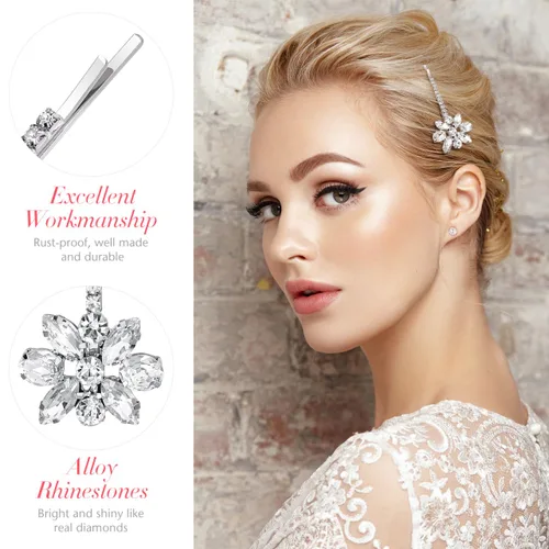 Miniatura 6 de Lurrose Pinzas Bobby con diamantes de imitación: horquillas decorativas para el cabello de las mujeres - Clip de pelo de novia para mujeres y niñas