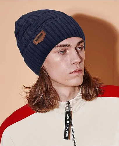 Miniatura 32 de Loritta Gorro de invierno cálido de punto grueso y holgado para hombre