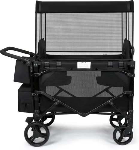 Cochecito para 2 niños, asiento alto y arnés de 5 puntos, carro plegable todo terreno para niños pequeños con toldo, organizador para padres, bolsa