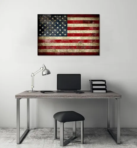 Miniatura 5 de SKASNFAI Póster retro de la bandera de Estados Unidos, arte de pared para la oficina en casa, imagen positiva, Día de la Independencia, Día
