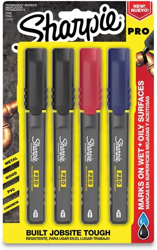 Sharpie PRO - Marcador permanente, punta fina, colores surtidos, 4 unidades