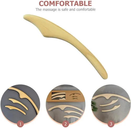 Miniatura 2 de minkissy Varita de masaje facial de 8.85 pulgadas para esculpir madera para cara y cuerpo, herramienta Gua Sha para estimular el flujo sanguíneo