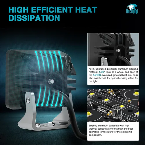 Miniatura 5 de Nilight - Juego de 2 focos LED para motocicleta de 2 pulgadas y 20 W, haz focalizado cuadrado, luz de trabajo mini para conducción, incorporada EMC