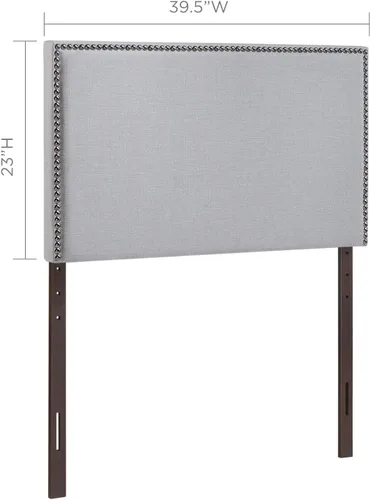Miniatura 2 de Modway Region - Cabecero tapizado de tela de lino con ribete de cabeza de clavo, Madera Gris