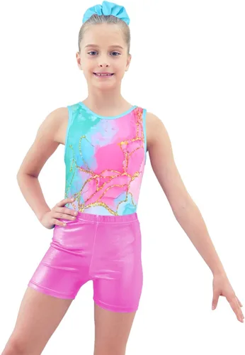 Miniatura 2 de Leotardos de gimnasia para niñas con pantalones cortos brillantes para bailar ballet