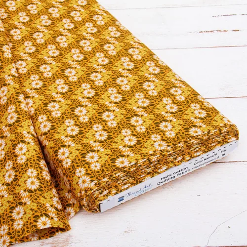 Miniatura 21 de Threadart Tela de acolchado de algodón de alta calidad, diseño floral azul aguamarina, 44 pulgadas de ancho, 100% algodón, acolchado, costura