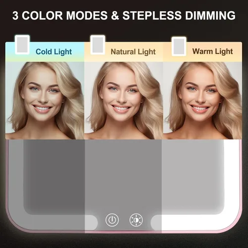 Miniatura 4 de Espejo de maquillaje de viaje recargable de 1500 mAh con luces, 1 espejo de tocador portátil con aumento de 15X, tocador cosmético iluminado