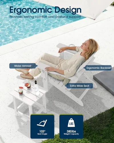 Miniatura 4 de MUCHENGHY Sillas plegables Adirondack, sillas para patio, sillas de césped, sillas de exterior, silla Adirondack de plástico, sillas para hoguera