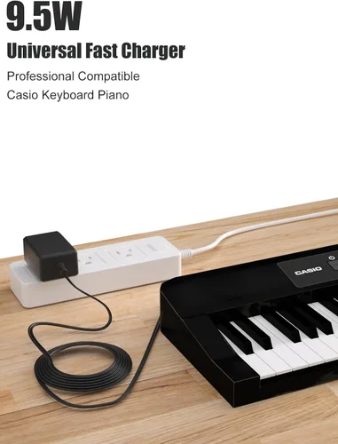 Miniatura 4 de SOLICE Adaptador de carga de 9,5 V para teclado Casio Cargador de piano compatible con Casio Piano ADE95100LU fuente de alimentación LK-135 WK-225