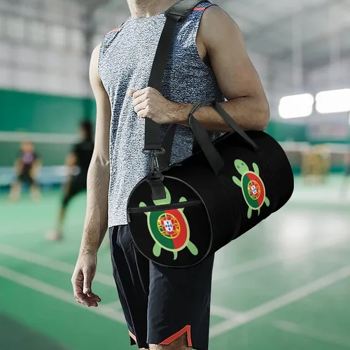 Miniatura 6 de Bolsa de deporte con bandera de Portugal y tortuga, bolsa de deporte ligera, bolsa de entrenamiento con correa ajustable para viajes, senderismo