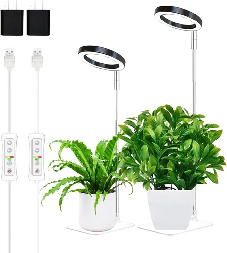 Miniatura 27 de yadoker Luz de cultivo de plantas, luz LED de espectro completo para plantas de interior, altura ajustable, temporizador automático, bajo voltaje