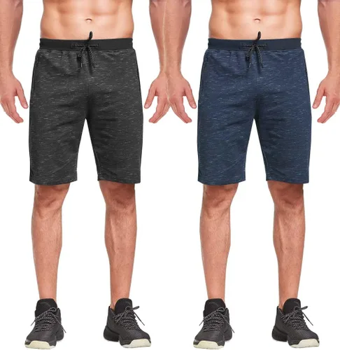 Miniatura 2 de Boyzn Pantalones cortos deportivos para hombre, cómodos, de algodón, con cintura elástica, con bolsillos con cremallera