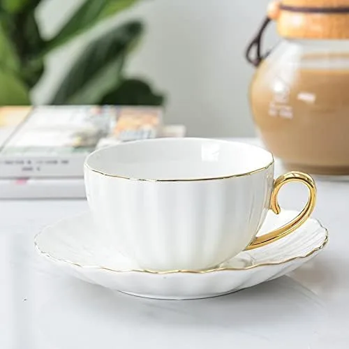 Miniatura 2 de Tazas de taza rosa lindo creativo porcelana taza y platillo cerámica juegos de té simples diseño moderno tazas de café tazas para café taza de café