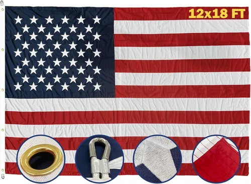 Miniatura 10 de TOPFLAGS Bandera de Estados Unidos bordada de nailon de 12 x 18 pulgadas para exteriores con 2 ojales de latón resistente, 250 aniversario