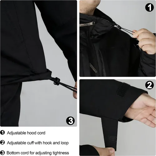 Miniatura 5 de Chaqueta de esquí de nieve para hombre, chaqueta cálida táctica de camuflaje, impermeable, con capucha, resistente al viento, parka de invierno