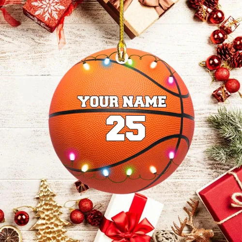 Miniatura 4 de Adorno de baloncesto, adorno de acrílico plano con forma de pelota de baloncesto, adorno de Navidad de baloncesto, regalos para jugadores