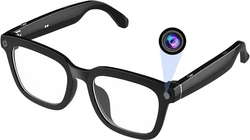 Gafas de cámara para vlogging y computadora, lentes inteligentes de filtrado de luz azul con grabación de 1080P, manos libres y vista previa de