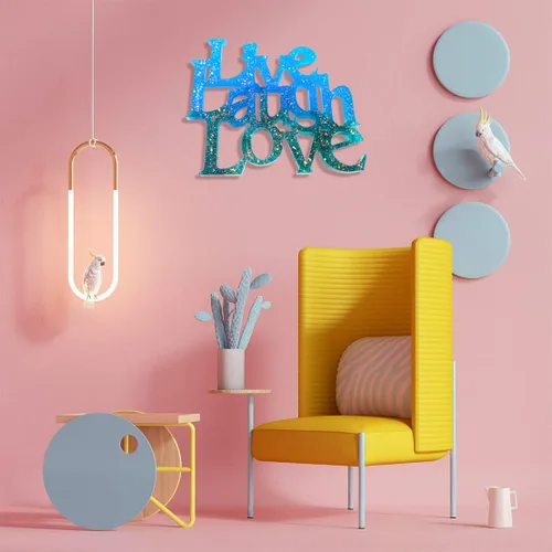 Miniatura 6 de Live Laugh Love - Molde de resina para letrero de palabras, moldes de silicona con eslogan de letras de cristal, molde de fundición epoxi