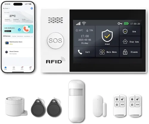 Miniatura 2 de Sistema de alarma inalámbrico WiFi para seguridad en el hogar, protección 24/7, dispositivos inteligentes para el hogar, pantalla táctil de 4.3