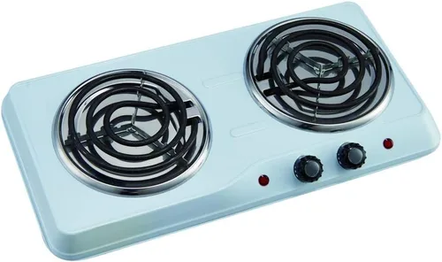 Courant Quemador doble, placa caliente de 1700 W, quemador de encimera blanco, estufa eléctrica portátil, blanco, CEB2183W