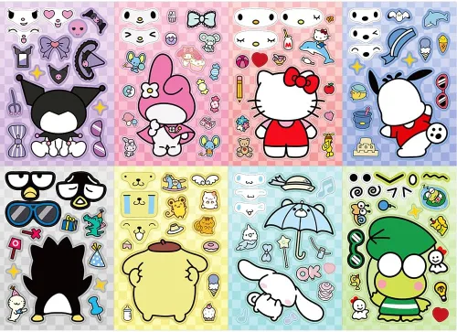 Miniatura 7 de Lindas calcomanías de anime para niños, 24 hojas, crea tus propias calcomanías de dibujos animados de anime, crea calcomanías de cara