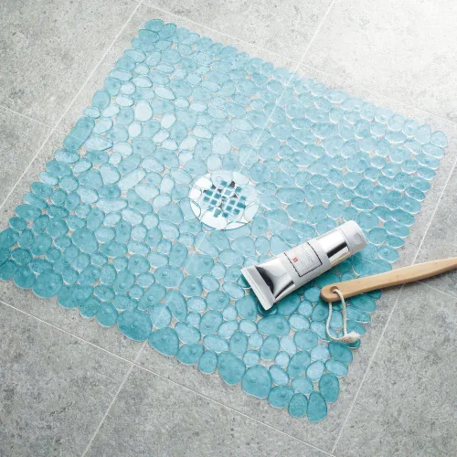 Miniatura 2 de Alfombrilla de baño, succión antideslizante para ducha InterDesign Pebblz, Vinilo, Azul, 0