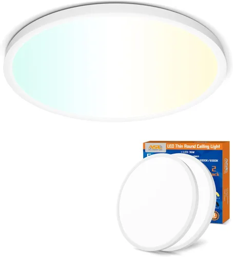 Miniatura 18 de Allsmartlife - Juego de 2 lámparas de techo empotradas, lámpara de techo LED redonda regulable CCT 3000K/4000K/6500K, lámparas de 24W de 12 pulgadas