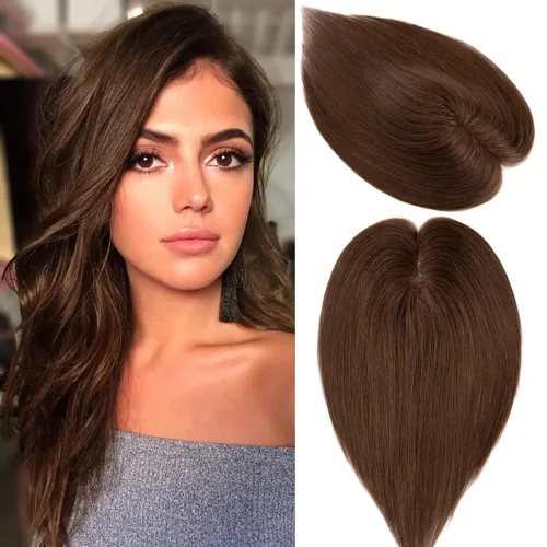 Miniatura 8 de S-noilite Toppers para el cabello para mujer, cabello humano real, base de encaje mejorado, toppers para mujeres con cabello delgado, piezas