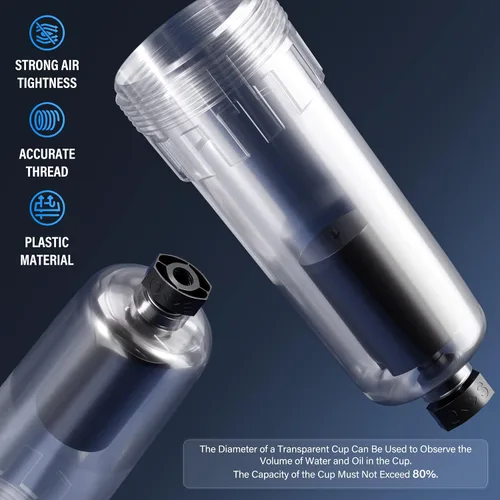 Miniatura 7 de TAILONZ PNEUMATIC Regulador de presión de filtro de aire de drenaje automático NPT de 1/4 de pulgada Combo Piggyback, filtro compresor