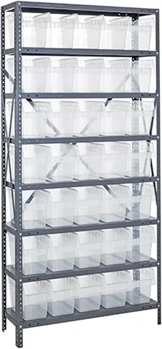 Miniatura 314 de Quantum QSBU-245BK Heavy Duty Shelving Unit with (7) Shelves and (24) QUS245 Black Bins for Garage Warehouse Storage Distribution 400 lb Load