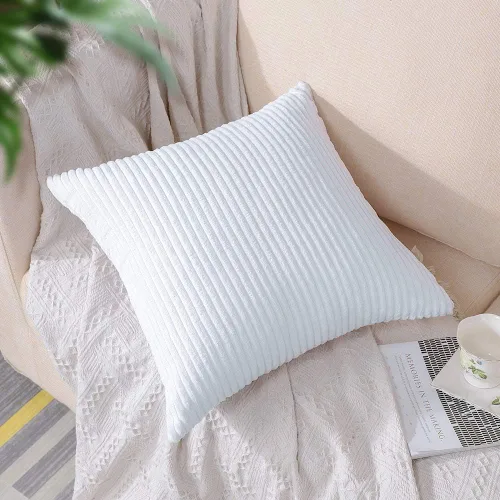Miniatura 44 de Artscope Fundas de Almohada de Pana a Rayas Acogedoras Súper Suaves Decorativas Cuadradas Fundas de Cojín para Sofá Sillón Dormitorio Decoración