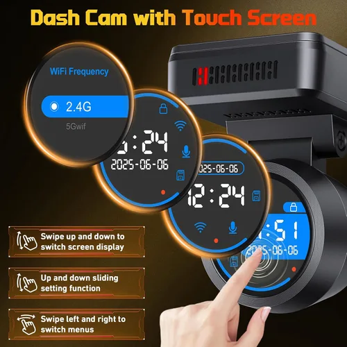 Miniatura 3 de Cámara frontal para automóvil con WiFi integrado y control de aplicación, cámara de tablero 4K con tarjeta gratuita de 32 GB, cámara de tablero