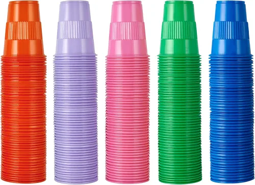 Miniatura 8 de Lilymicky Paquete de 500 Vasos de Plástico de 3 oz para Fiestas, Vasos de Baño Desechables en Colores Variados que se Pueden Usar para Degustar