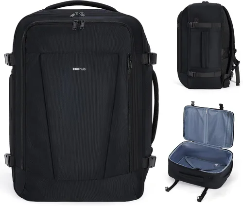 Miniatura 9 de ECOHUB United Airlines - Mochila de viaje pequeña de 17 pulgadas, bolsa de artículos personales de 16.7 x 10 x 8 pulgadas con 13 bolsillos con Negro