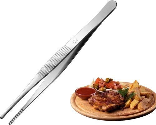 Miniatura 2 de Aniso Pinzas largas - Pinzas de cocina de precisión con dientes aserrados, pinzas para barbacoa y cocina (15 cm) Mango de precisión dentado