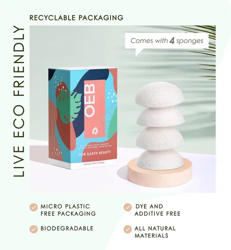 Miniatura 6 de Konjac - Esponja facial para limpieza Vegano + sin microplásticos 100% natural a base de plantas No tóxico Biodegradable sostenible