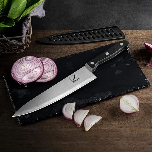 Miniatura 6 de COKUMA Cuchillo de cocina, juego de 3 cuchillos con funda, cuchillo de chef de 8 pulgadas, cuchillo utilitario de 4.5 pulgadas, cuchillo de chef