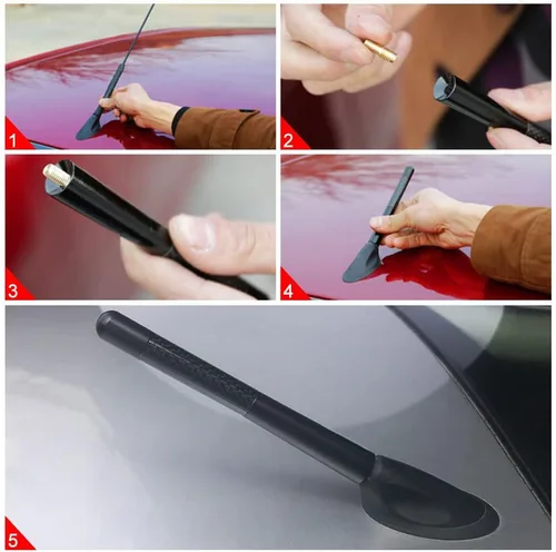 Miniatura 5 de Jsorum - Antena automotriz corta de fibra de carbono de 4.7 pulgadas, antena de radio de fibra de carbono corta, antena de fibra de carbono