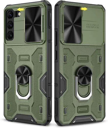 Miniatura 11 de Caka Funda para Samsung Galaxy S22 Ultra con cubierta deslizante para cámara y soporte, soporte de anillo giratorio de 360 grados integrado, funda