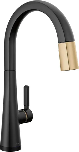 Miniatura 15 de Delta Grifo Monrovia Dorado para cocina, grifos de cocina con rociador desplegable, grifo de fregadero de cocina, grifo dorado para fregadero