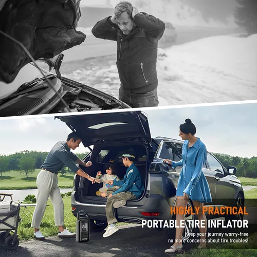 Miniatura 7 de Inflador de neumáticos portátil, compresor de aire portátil, bomba de aire portátil de 150 PSI para automóvil, bicicleta, motocicleta, pelota, bomba