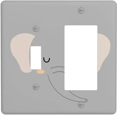 Miniatura 11 de Cubierta de interruptor de luz dúplex de elefante de dibujos animados de 1 banda, cubiertas de enchufe, placa frontal decorativa para receptáculo