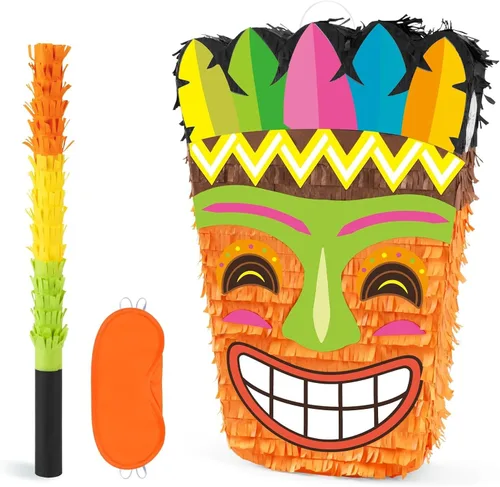 Miniatura 84 de WERNNSAI - Piñata de sirena plegable, piñata de cumpleaños con flecos que incluye cuerda para jalar, venda y bate. Decoraciones