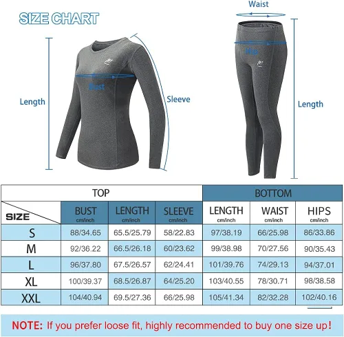Miniatura 7 de MeetHoo Ropa interior térmica para mujer, conjunto de compresión de capa base cálida para invierno, forro polar, pantalones largos para correr